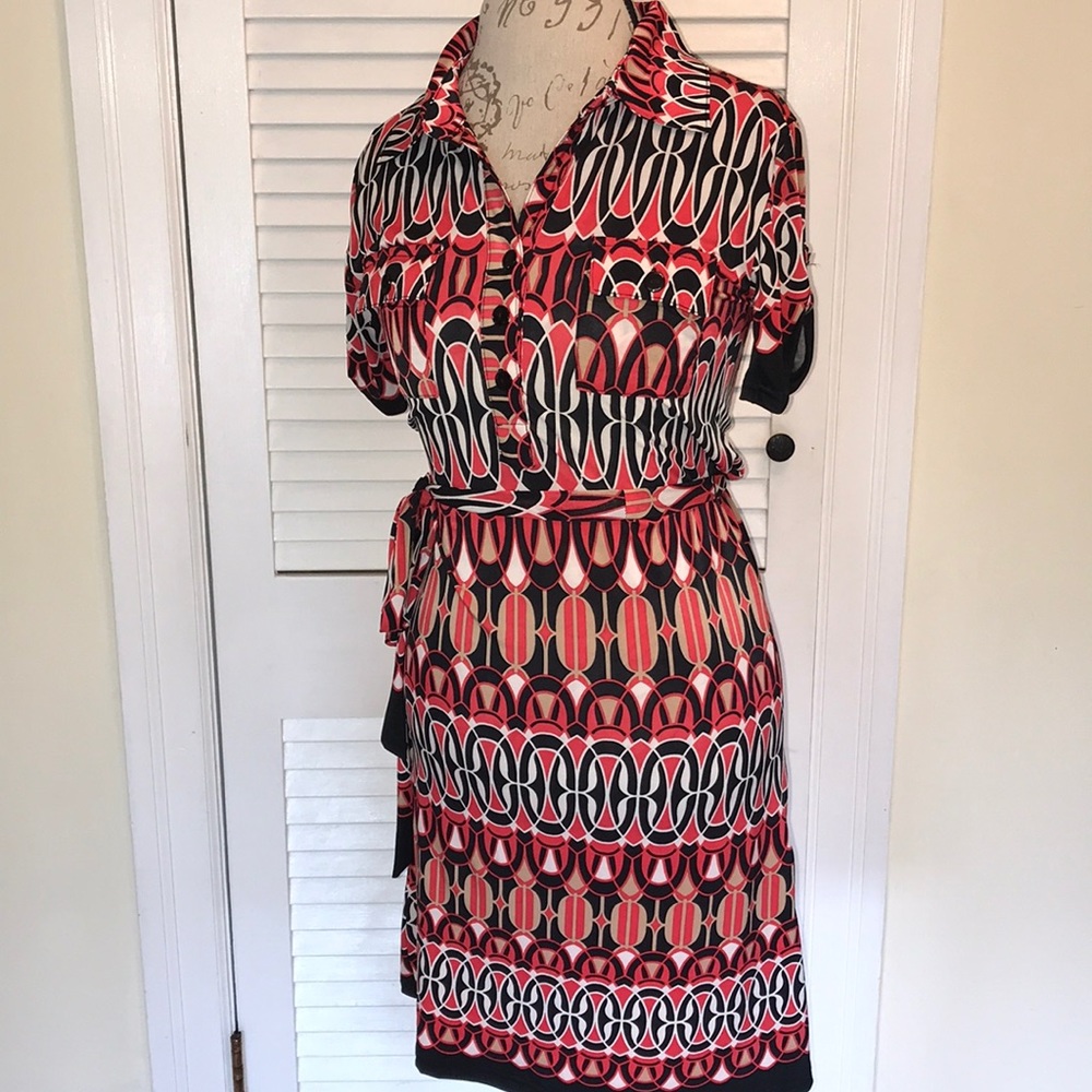 DJ Summers geometric print shirt dress Nwts